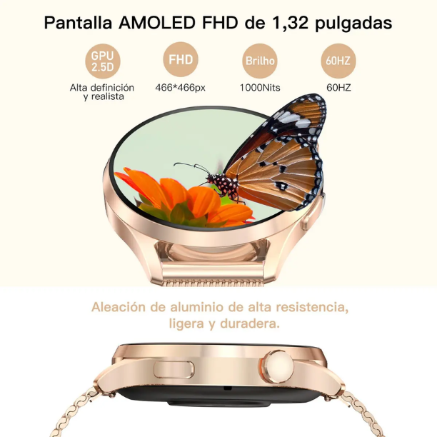Kieslect Lady Watch Lora Reno 3 Pantalla AMOLED 1.32" Llamadas Bluetooth 5ATM
