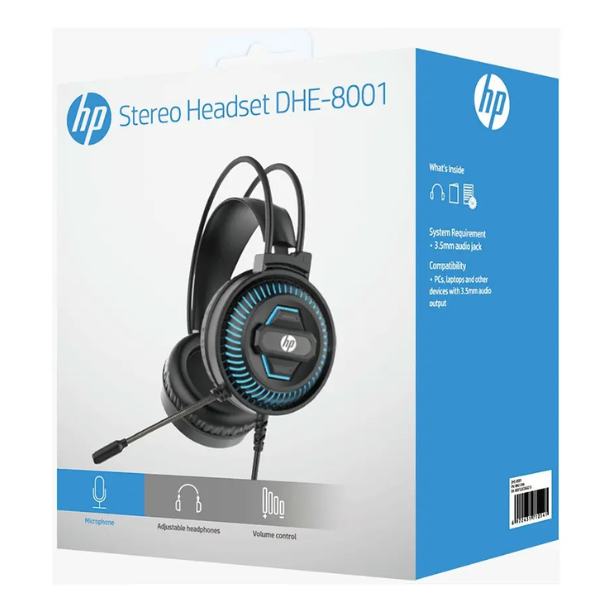 HP Audífonos de Diadema con Micrófono DHE-8001 – Sonido Estéreo Gaming