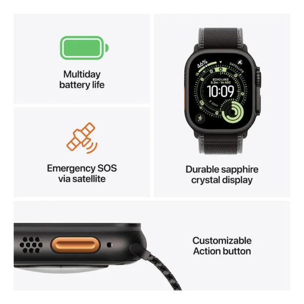 Apple Watch Ultra 3 49 mm – GPS + Cellular, Titanio y Hasta 36 Horas de Batería