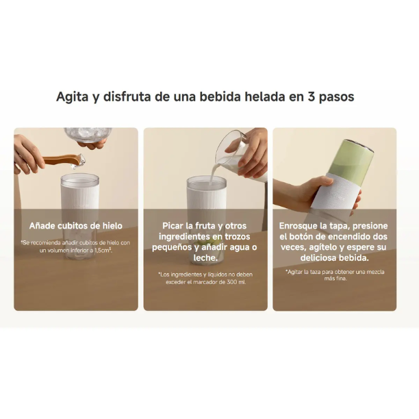 Xiaomi Vaso Batidor Portátil 300 ml – Licuadora Recargable USB-C para Smoothies y Jugos