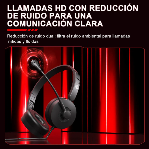 HP Audífonos de Diadema con Micrófono DHE-8009 – Sonido Estéreo Home Office